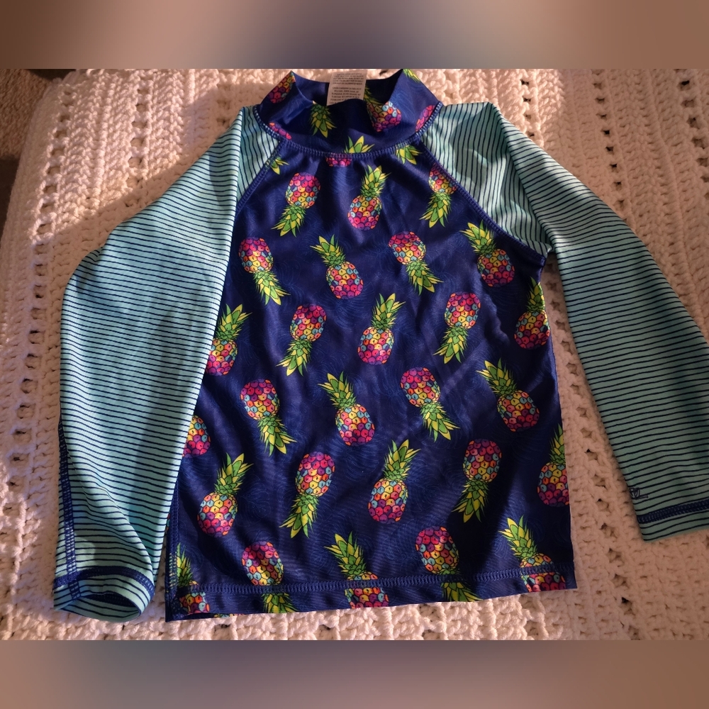 Skin Kids Swim Rashguard - Blue with Pineapple Print